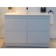 POLO 1500X450X850MM PLYWOOD FLOOR STANDING VANITY - GLOSS WHITE WITH CERAMIC TOP